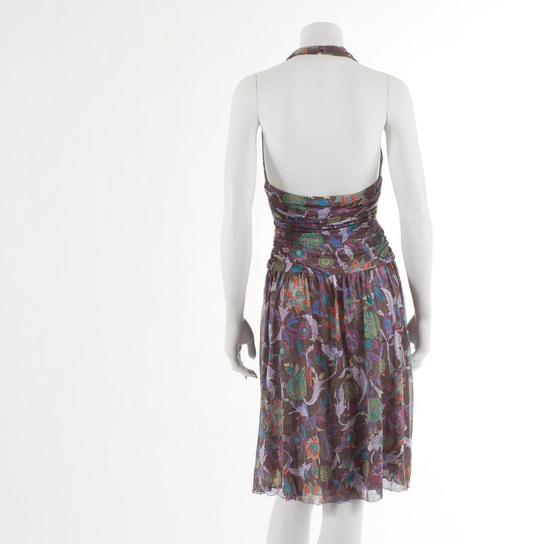 DIANE VON FURSTENBERG, patterned halterneck dress with top (size L), US size 10.