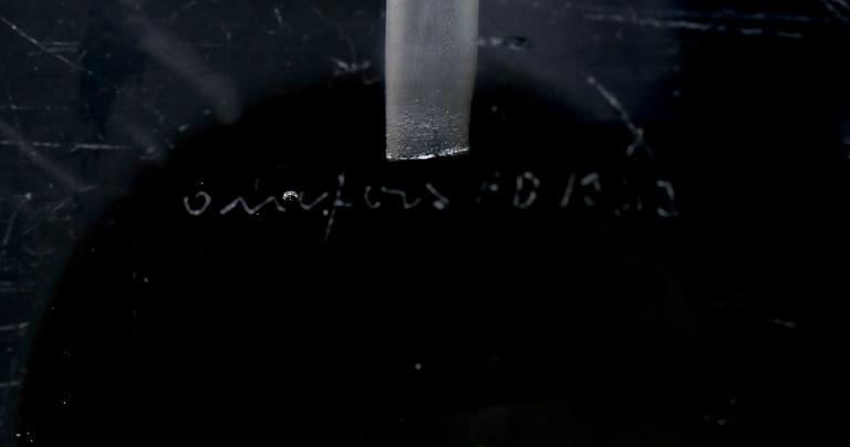 BORDSLAMPA, glas, Carl Fagerlund, signerad, Orrefors.