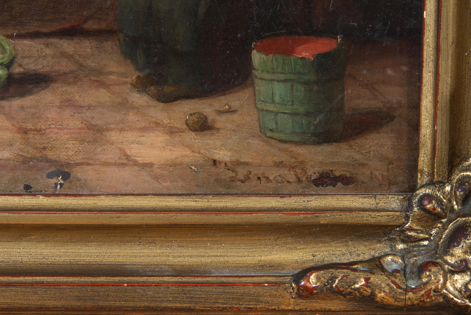 OKÄND KONSTNÄR, olja på pannå, 1800-talets   senare del.