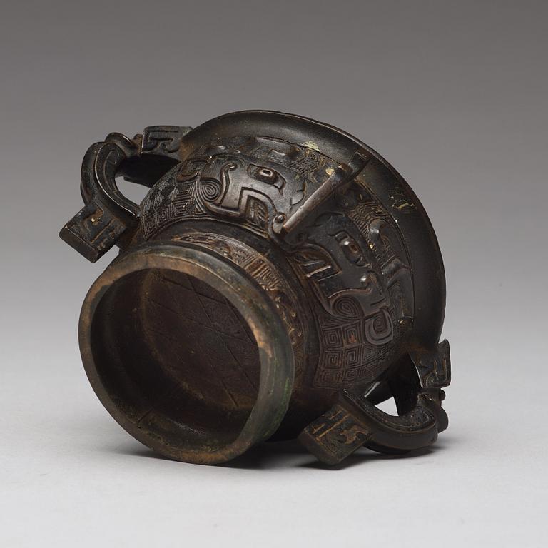 An archaistic bronze censer, presumably Ming dynasty.