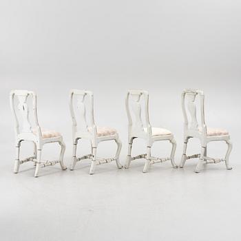 Chairs, 4 pcs, probably Bergslagen, mid-18th century, Late Baroque.