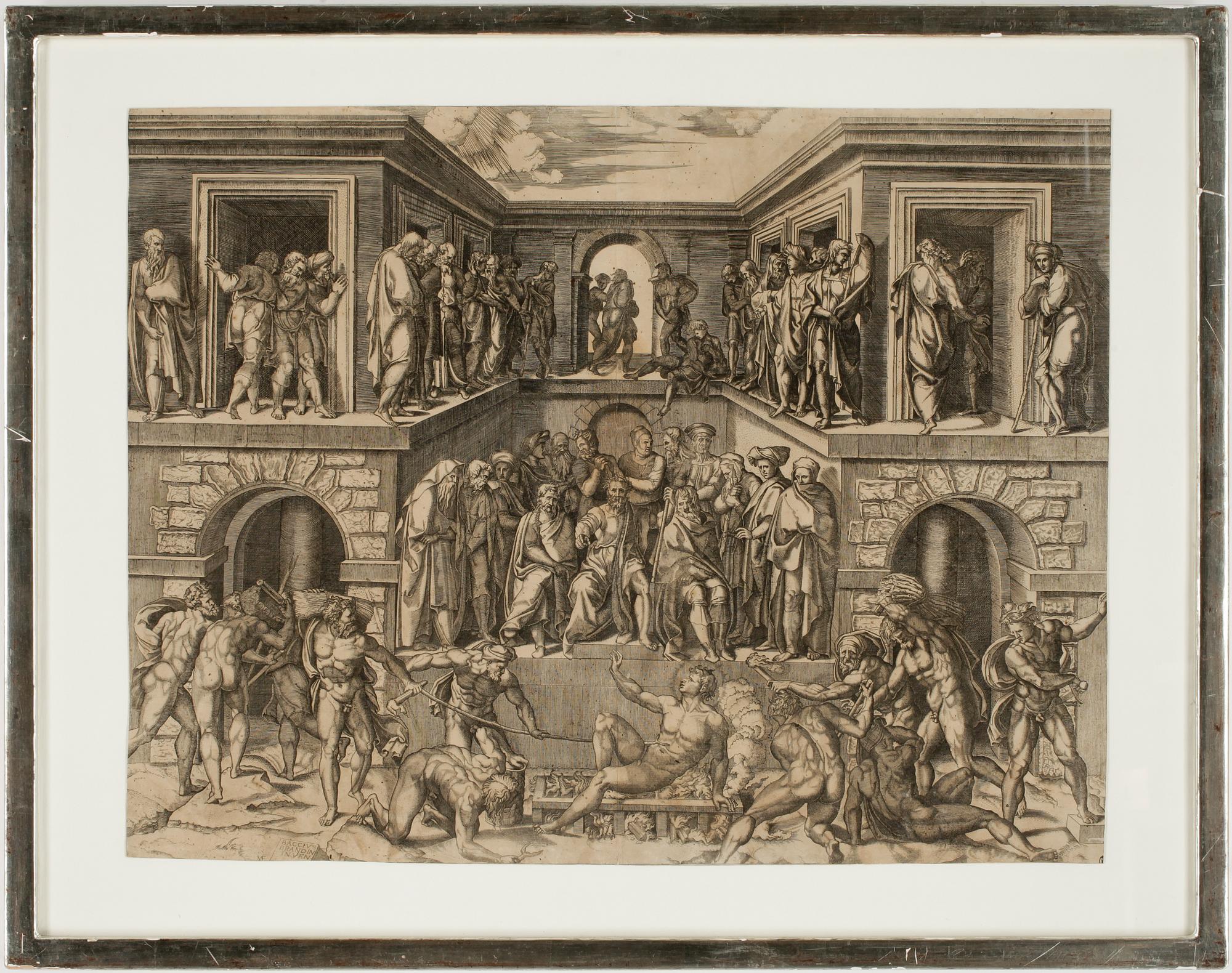 GIULIO SANUTO, verksam omkring 1540-1580, kopparstick, efter Baccio Bandinelli och Marcantonio Raimondi.