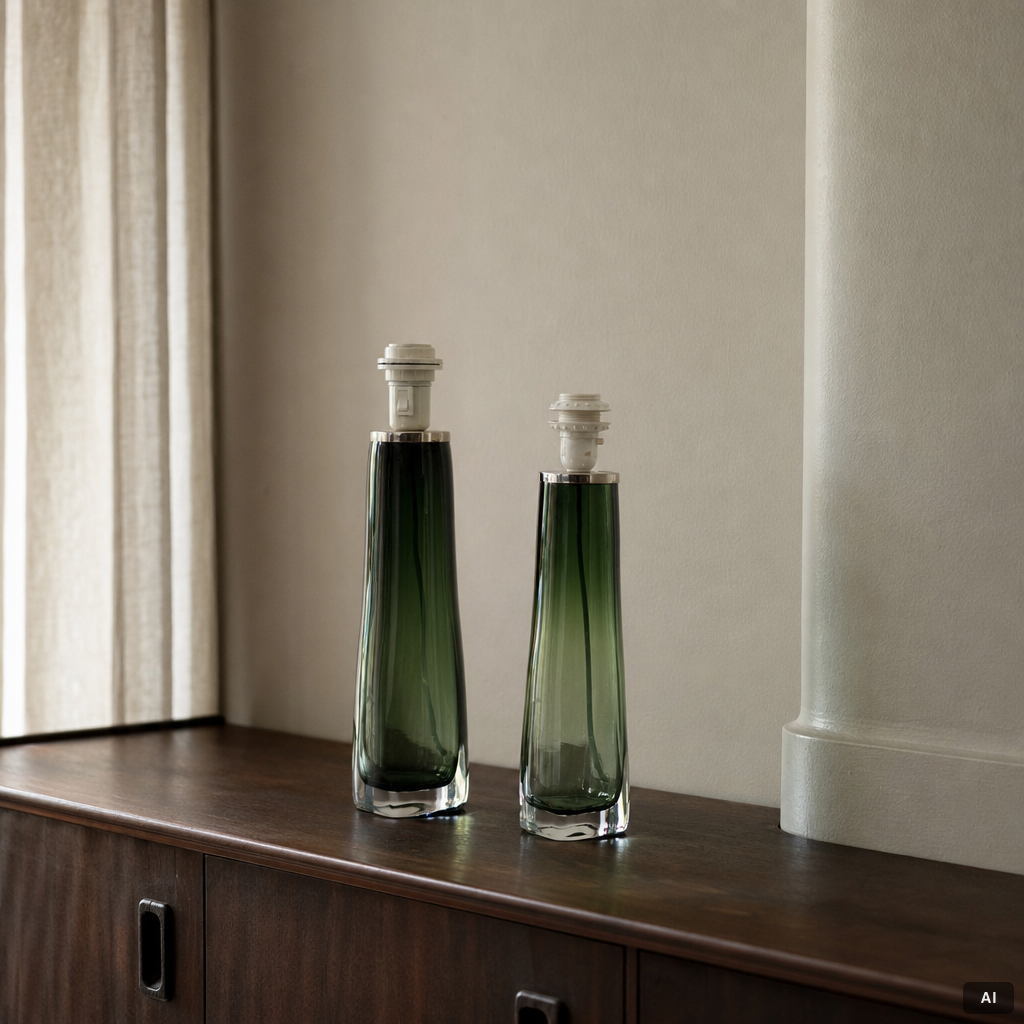 Carl Fagerlund, A pair of table lamps, models RD 1450 and 1480, Orrefors.