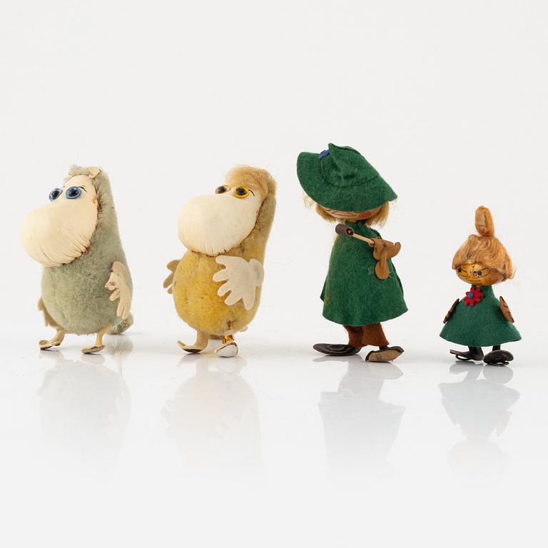 Four Moomin figures, Atelier Fauni, Finland, 1950's/60's.