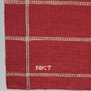 CARPET. Flat weave. 234 x 173,5 cm. Signed NKT.