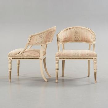 A pair of late Gustavian armchairs by E Öhrmark, master 1777.