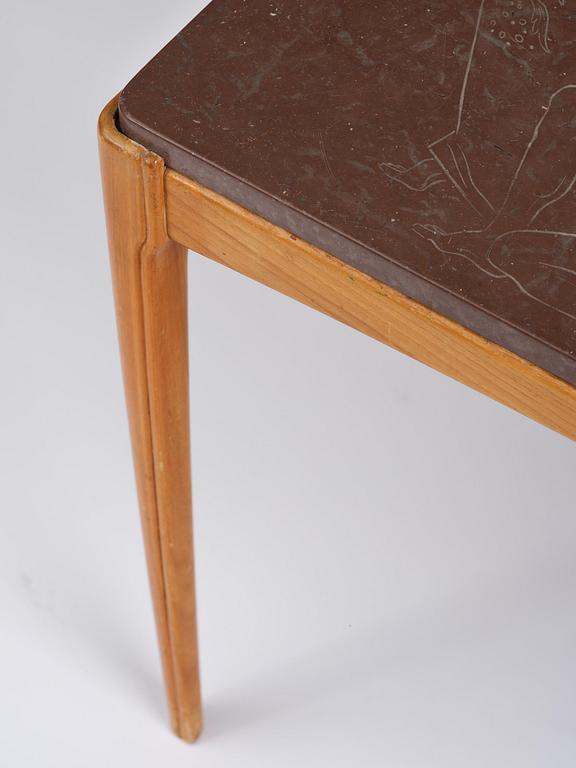 Ulla Fogelklou-Skogh, a Swedish Modern table with a limestone top, 1940s.