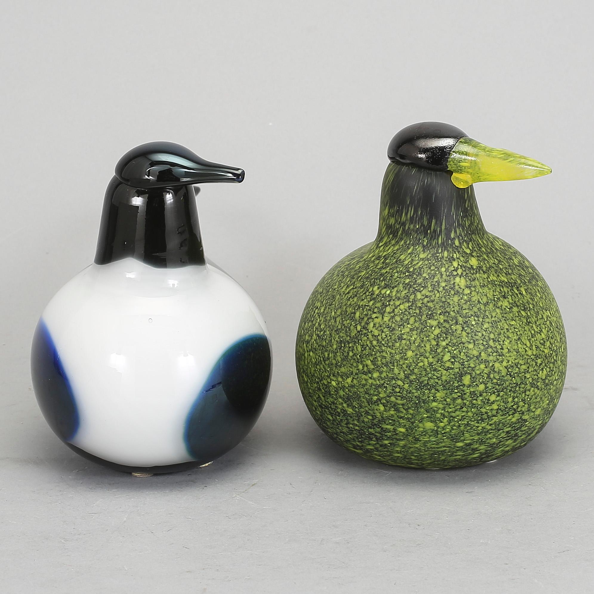 FIGURINER, 2 st, glas, Oiva Toikka, Nuutajärvi, signerade.