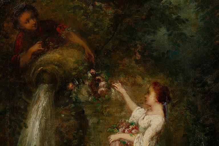 OKÄND KONSTNÄR, olja på duk, signerad N Diaz, möjligen Narcisse Diaz, 1800-tal.