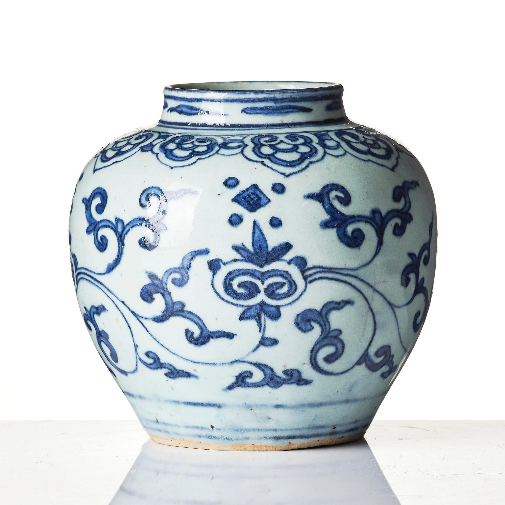 A blue and white jar, Ming dynasty (1368-1644).