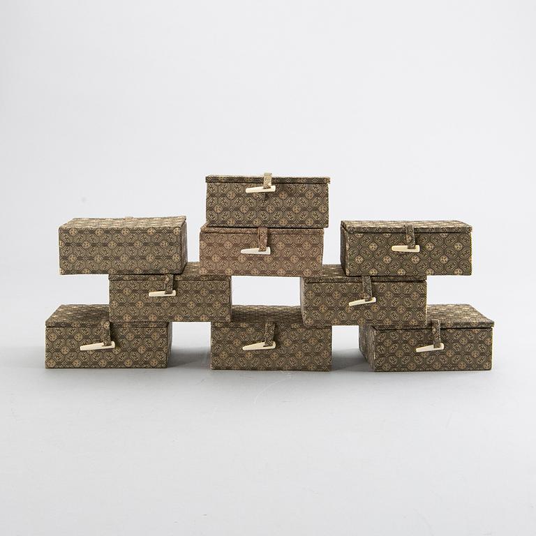 A set of nine Chinese glass snuffbottles, later part of the 20th century.