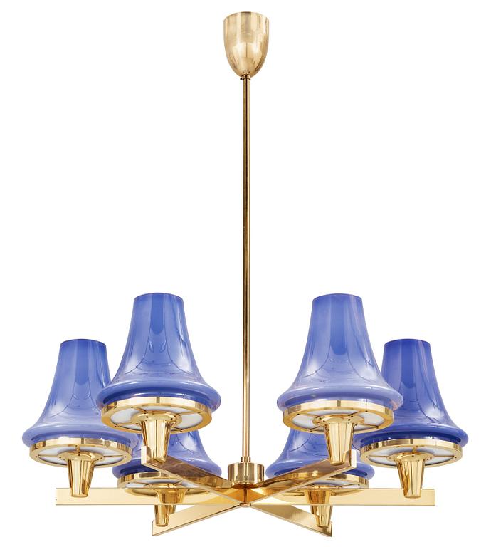 A Hans-Agne Jakobsson brass ceiling lamp, Markaryd Sweden 1960-70's.
