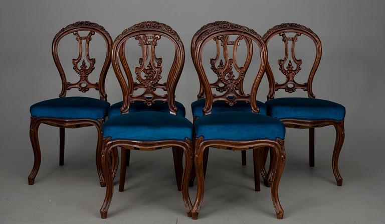 STOLAR, 6 st, nyrokoko, 1800-talets andra hälft.