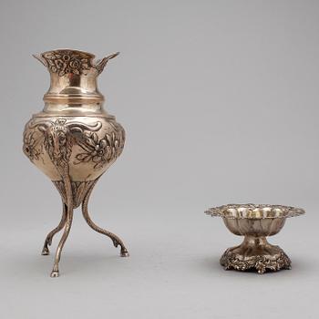 PARTI SILVER, 2 delar, bland annat Ryssland, 1800-tal. Vikt ca 360 gram.