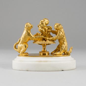 An ormolu and marble paperweight, France, first half of the 19th century.