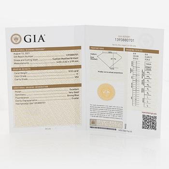 Loose cushion shaped diamond, 0,52 ct. With GIA dossier.