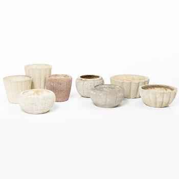 Syco Keramik, eight flower pots, Sweden, mid20th century.