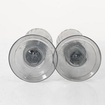 A set of five fluted glasses, 19th century.