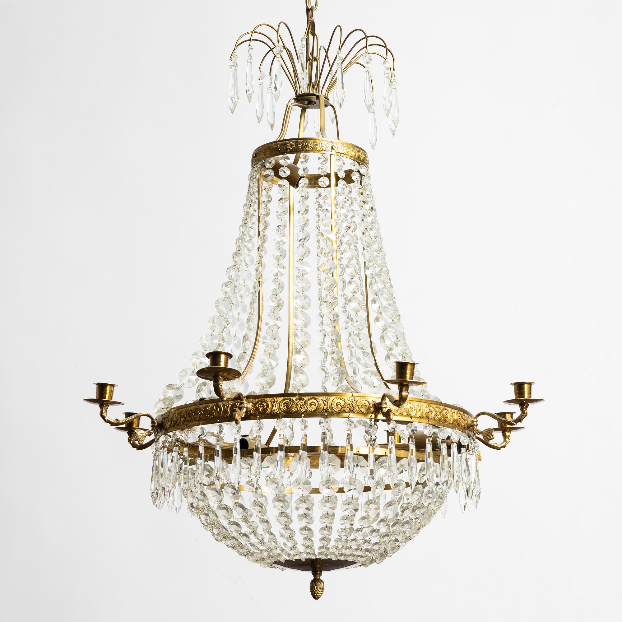 Chandelier, Empire style, mid-20th century.