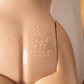 Barbie dolls, 4 pcs, along with clothes and accessories, Mattel, 1960s.