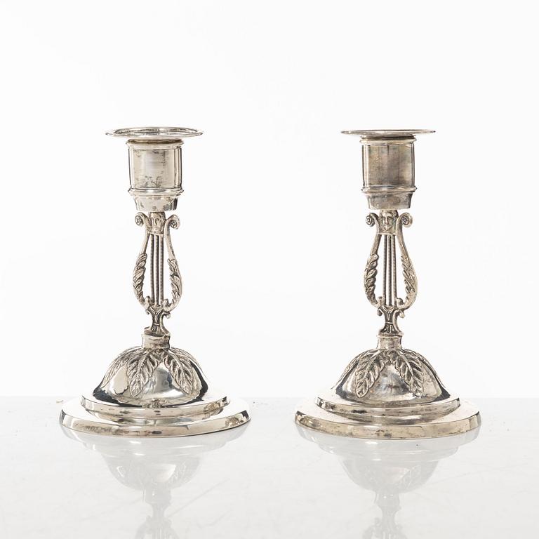 A pair of Swedish silver candlesticks, mark of Emanuel Holmberg, Karlskrona 1843.