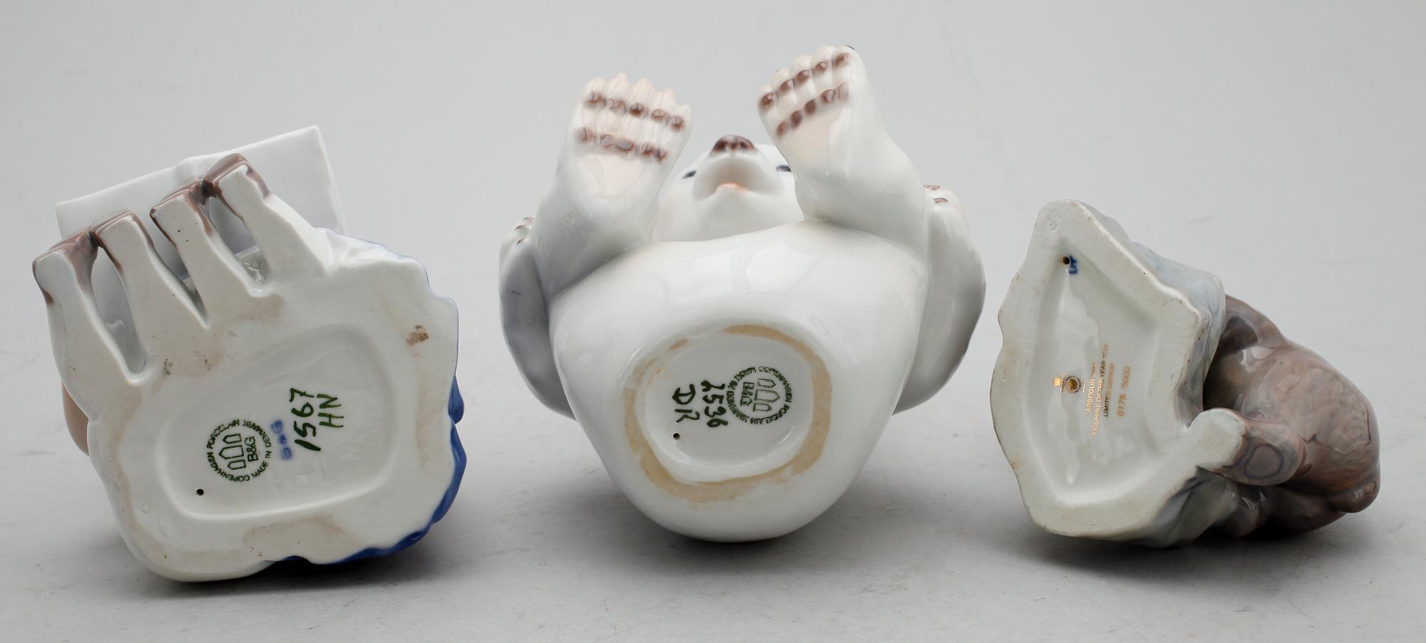 FIGURER, 3 st, porslin, Bing & Gröndahl.
