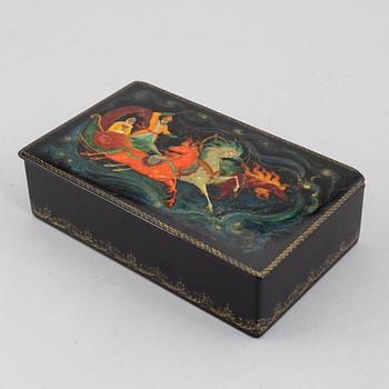 Three lacquer-ware boxes, Russia, 19th/20th century.