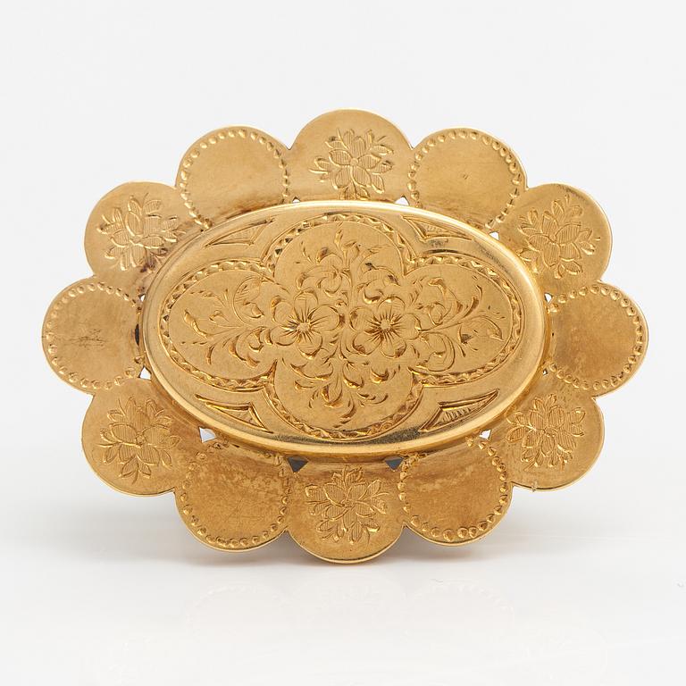 An 18K gold brooch/pendant. Johan Edvard Fagerroos, Helsinki 1862.