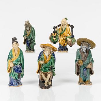 A set of five Chinese ceramic scultpures, 20th Century.