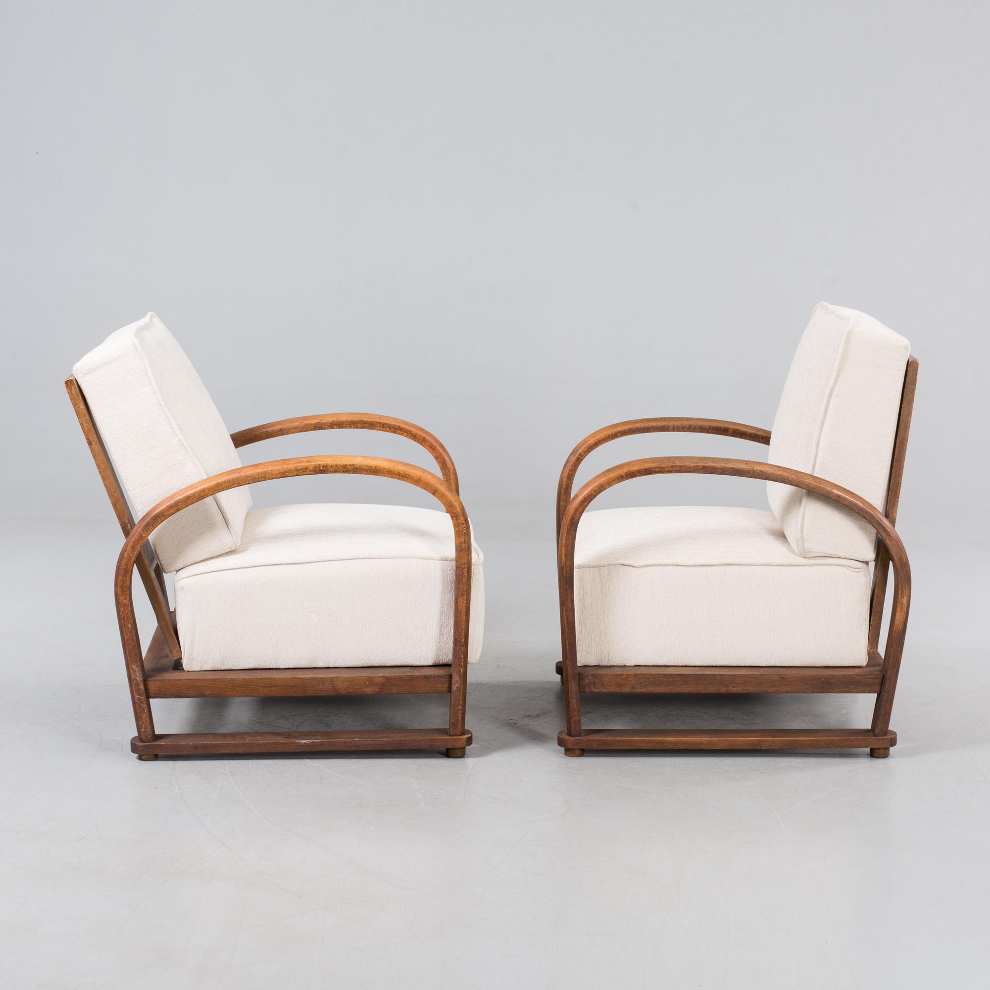 FÅTÖLJER, ett par, art-deco, etikettsmärkt; Vienna Pancota.