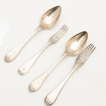 Forks and spoons, 9+7 pcs, Stockholm, 18th-19th century.