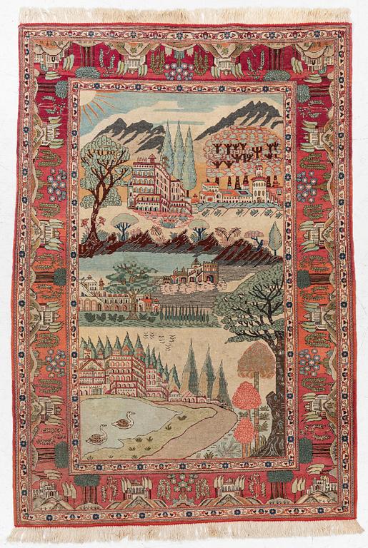 Carpet, figural. approx. 200 x 140 cm.