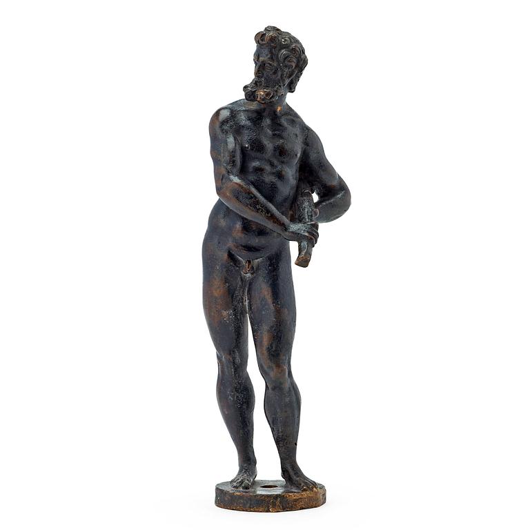 An Venetian circa 1600 bronze statuette of Hercules. Attributed to Niccolò Roccatagliata (Italian, active 1593–1636).