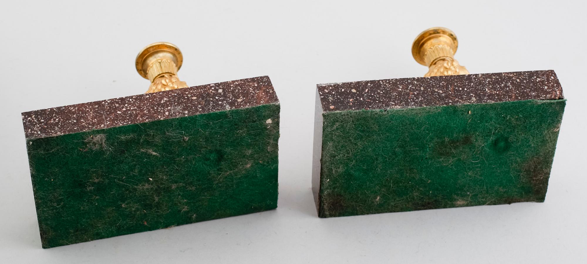 LJUSSTAKAR, 1 par, empirestil, 1900-tal.