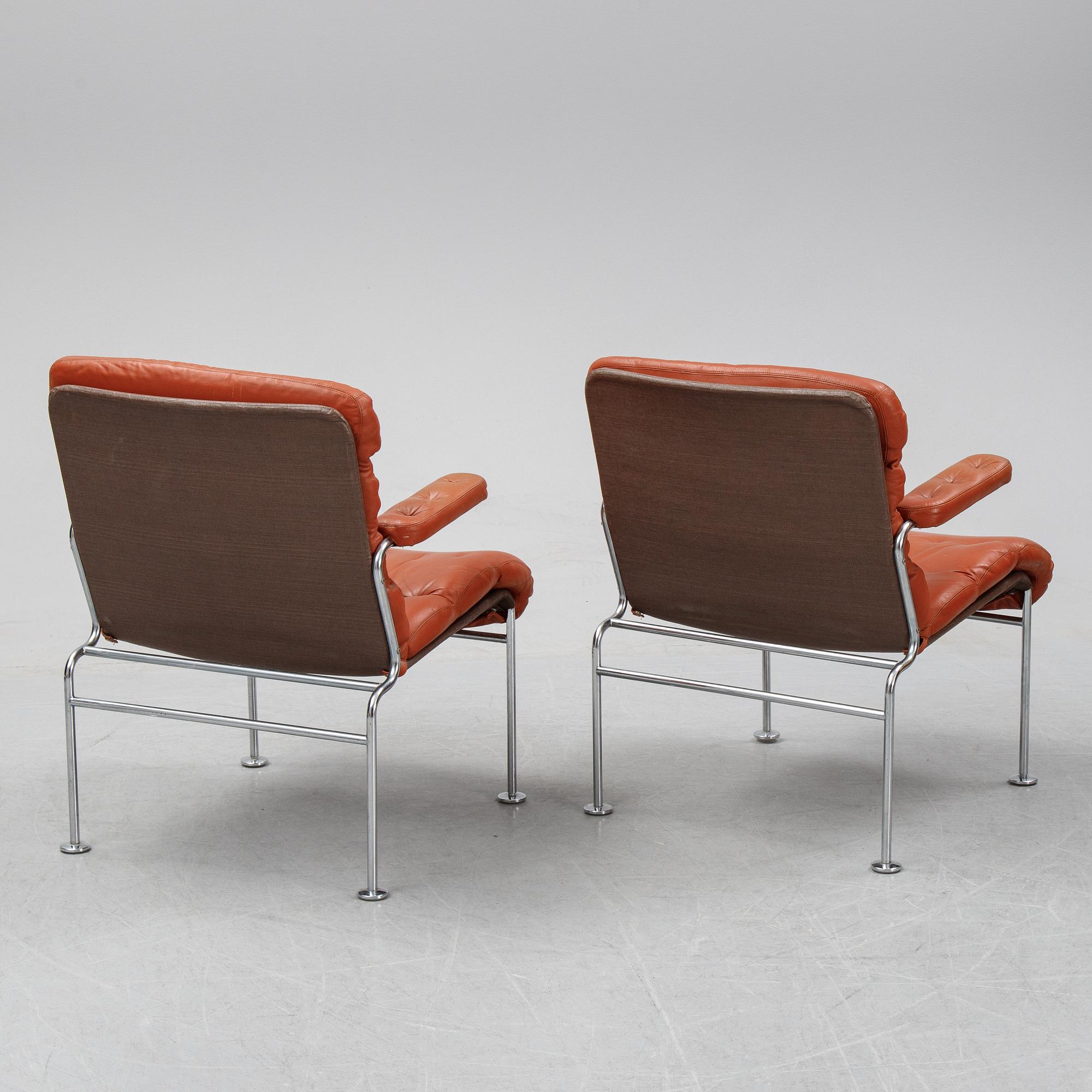 A pair of 'Birgitta' easy chairs by Bruno Mathsson for Dux. Second half of the 20th century.