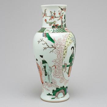 A Chinese famille verte vase, 20th century.