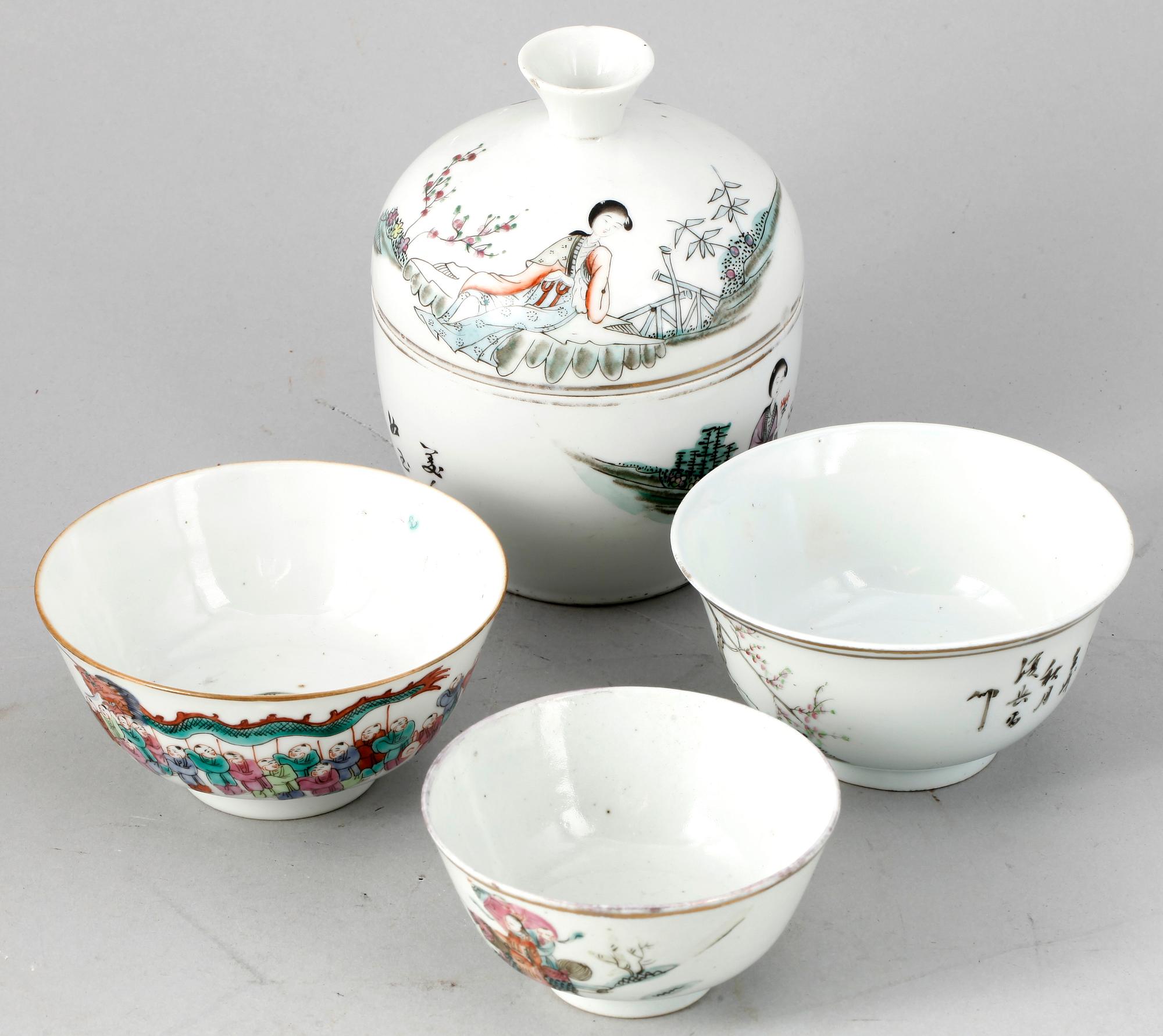 PARTI PORSLIN, 4 st, Kina, 1800/1900-tal.