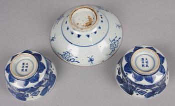 SKÅLAR 3 st. porslin, Kina, 1800-tal.