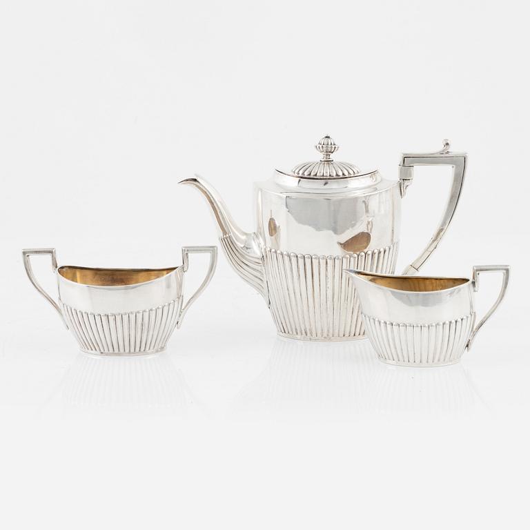 Kaffeservis, 3 delar, silver, gustaviansk stil, svensk importstämpel.