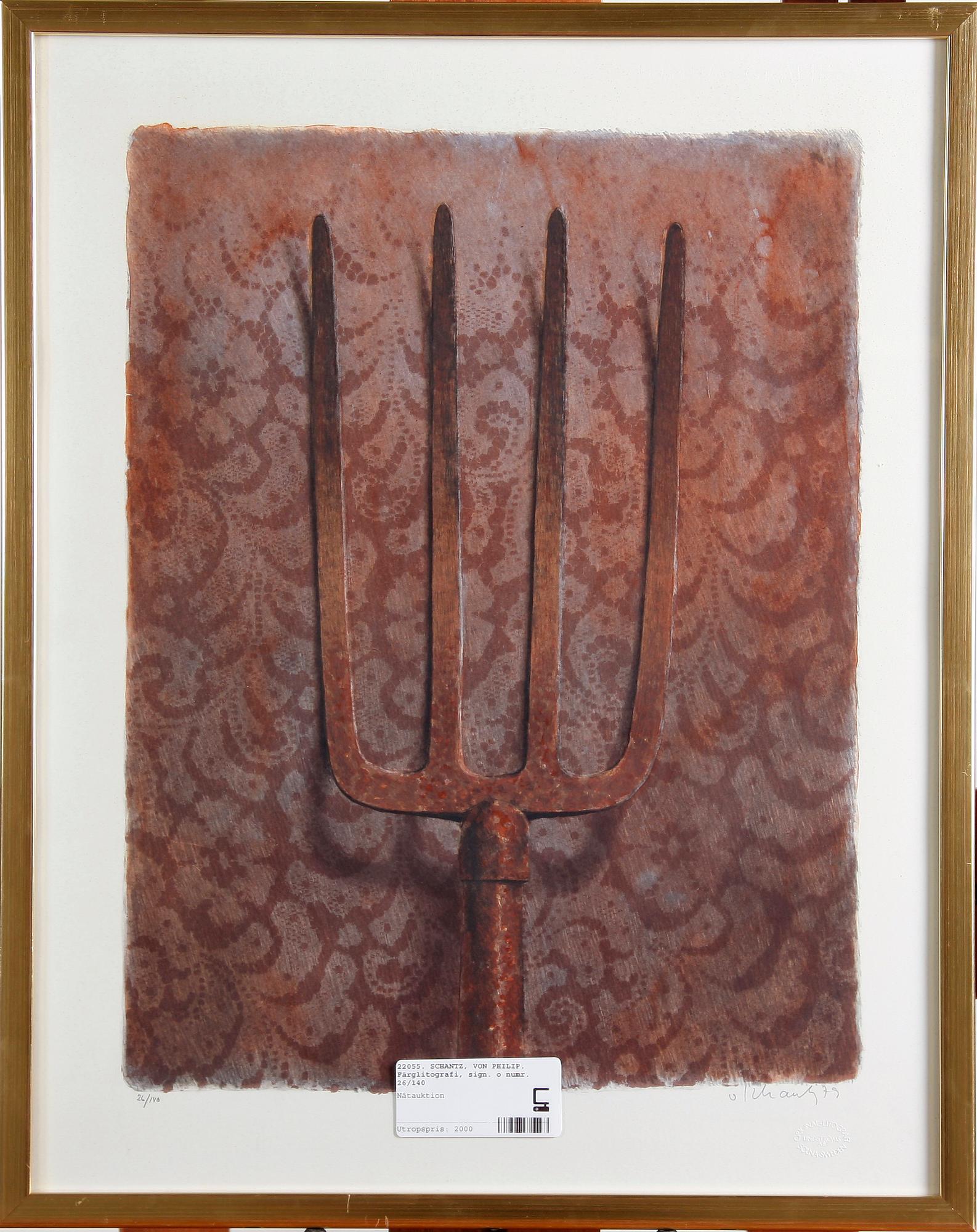 SCHANTZ, VON PHILIP. Färglitografi, sign. o numr. 26/140.