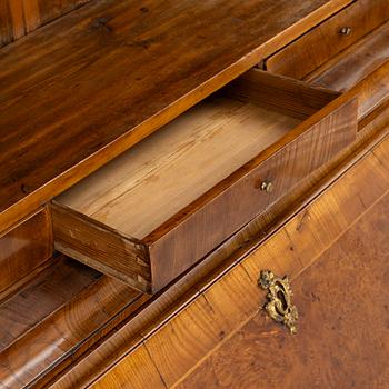 A Swedish rococo burr-alder veneered cabinet, later part 18th century.