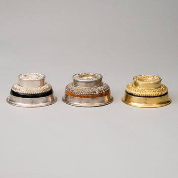 3 KULHOJA, KANNELLINEN ASTIA JA TEELUSIKOITA 6  KPL, Mongoolia/Kiina 1900-luku.