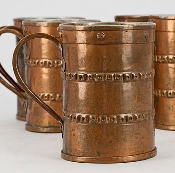 MUGGAR, 6 st. Koppar. Svenska armén. 1800-tal.