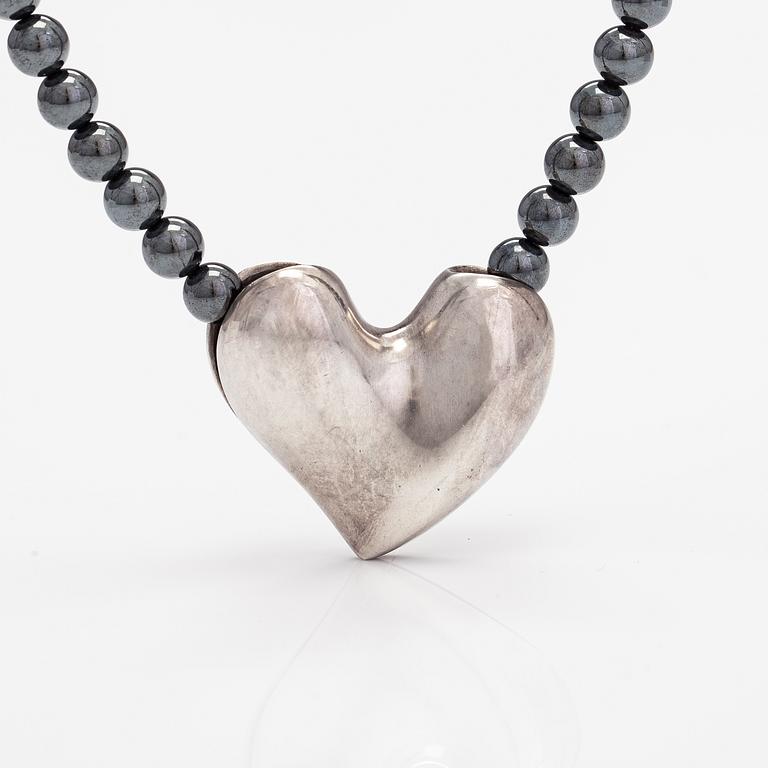 Georg Jensen, A pearl collier with a pendant made of hematites and sterling silver. Denmark.