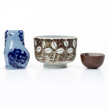 Lisa Larson, skålar, 2 st samt figurin, Gustavsberg.