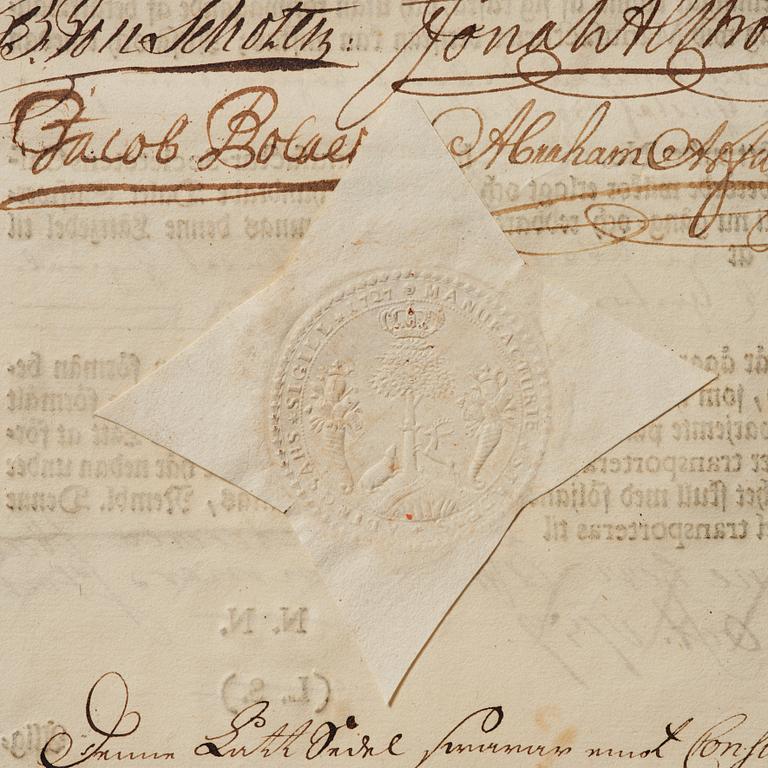 Aktiebrev, Ahlingsåhs Manufaktur Werk (Manufactur-Societet), No 43, 1728.