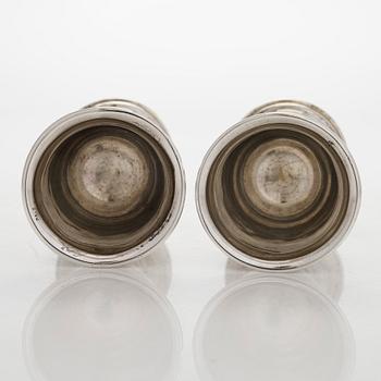 Bägare på fot, 5 st, silver, 1800-tal, otydlig mästarstämpel ...LS.