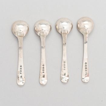 SALTKARSSET för fyra, sterling silver, London 1883.