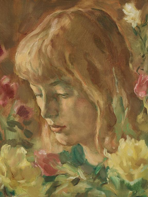 Lotte Laserstein, Girl in flowers.