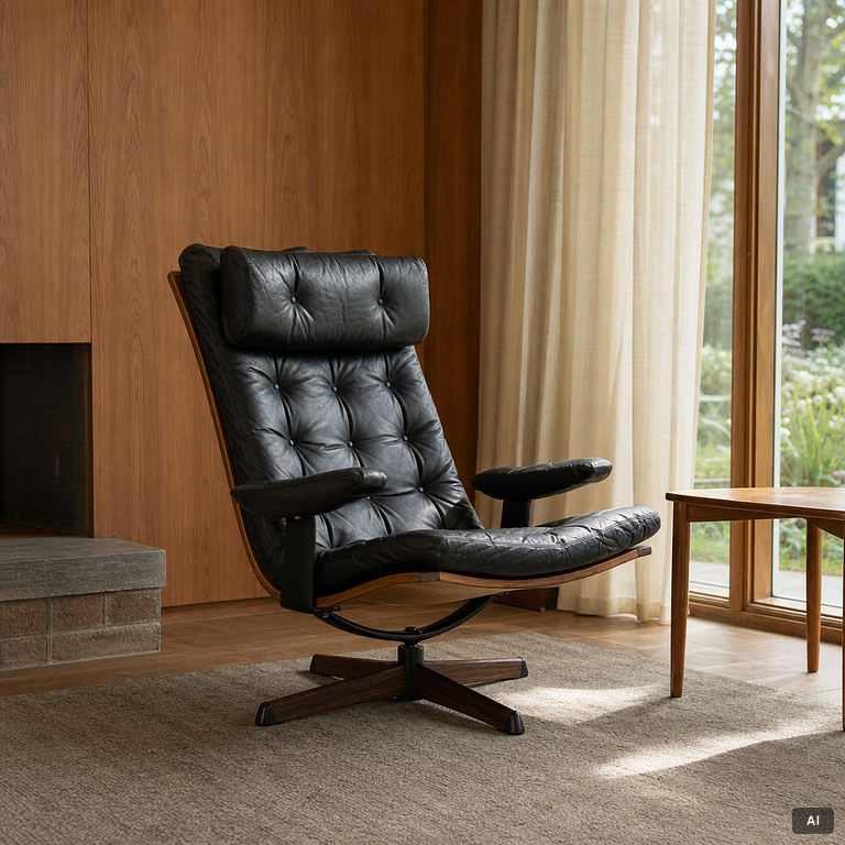 A 'Dolphin' swivel easy chair, Göte möbler, 1970s.